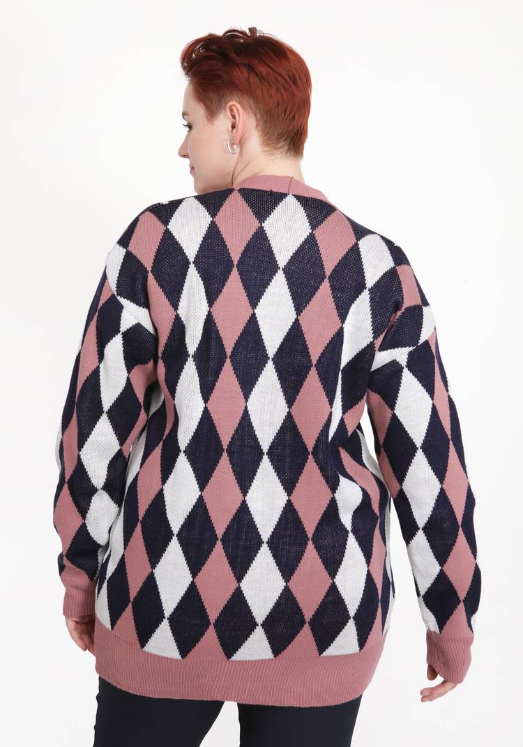 Кардиган вязаный с рисунком ромб шир.  750, рис. 6