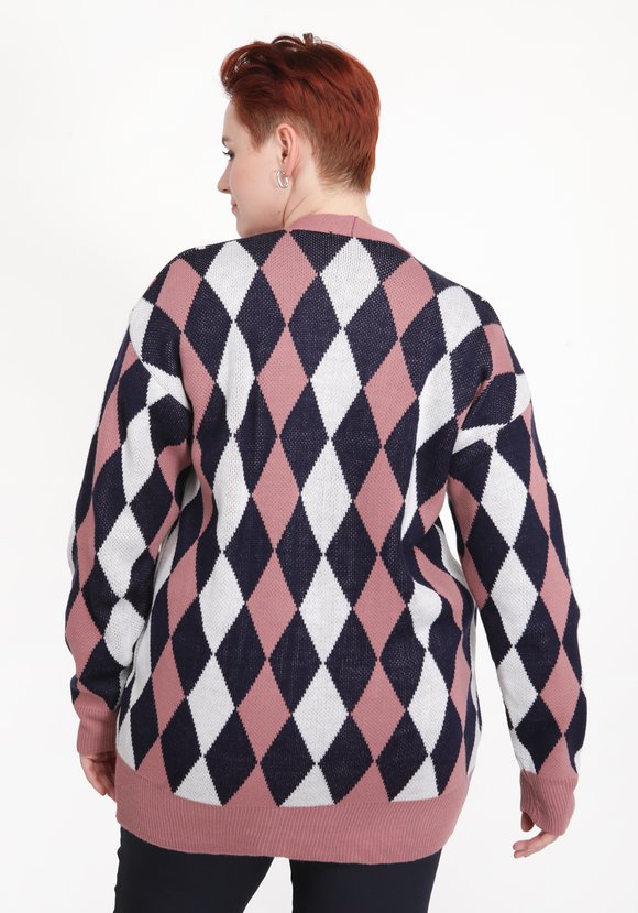 Кардиган вязаный с рисунком ромб шир.  580, рис. 6