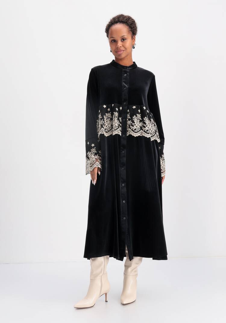 Платье бархатное с кружевом по кокетке шир.  750, рис. 15