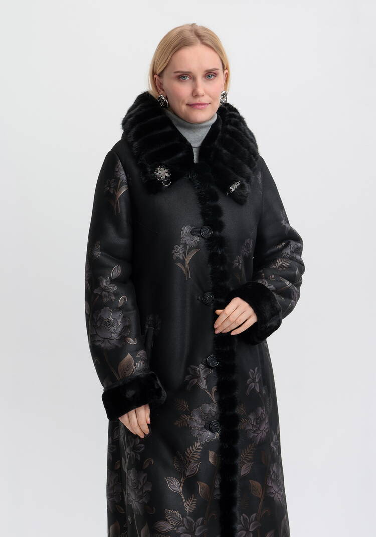 Дубленка c цветочным принтом шир.  750, рис. 2