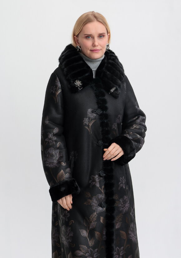 Дубленка c цветочным принтом шир.  580, рис. 2