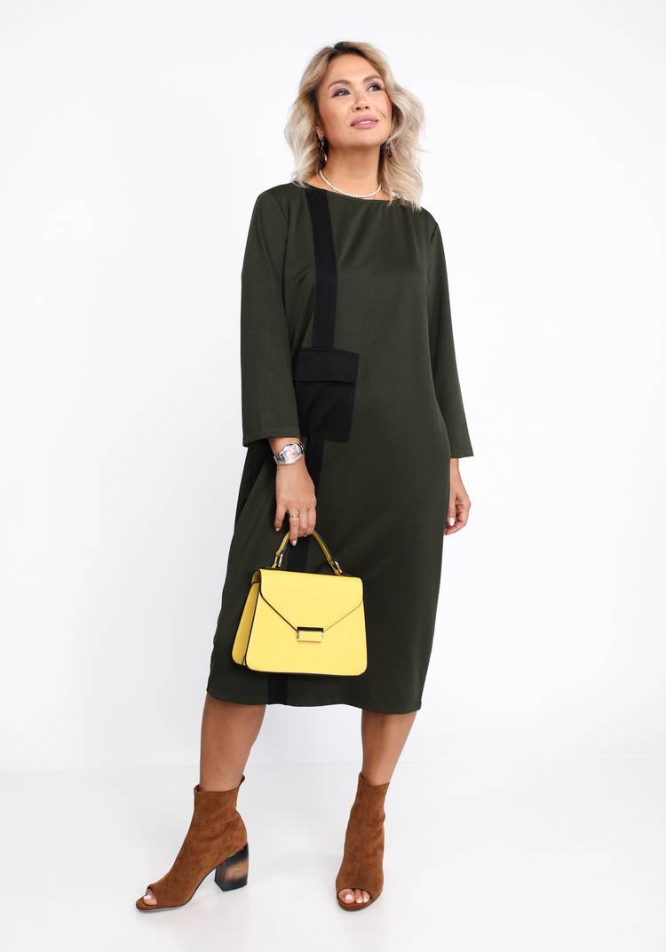 Платье однотонное с контрастной вставкой шир.  750, рис. 9