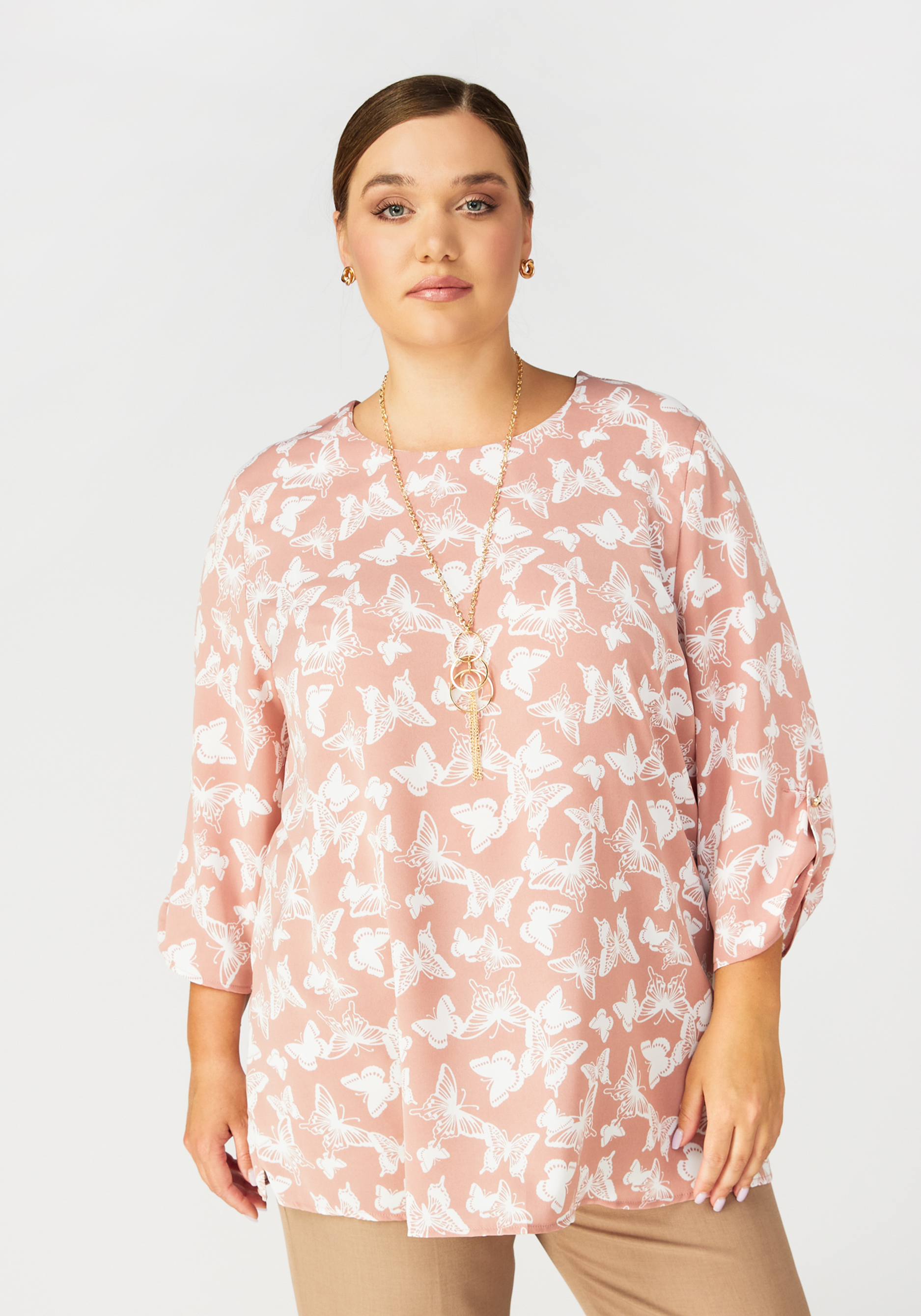 Блуза с рукавом 3/4 "Ева" Unit, цвет розовый, размер 60 - фото 1