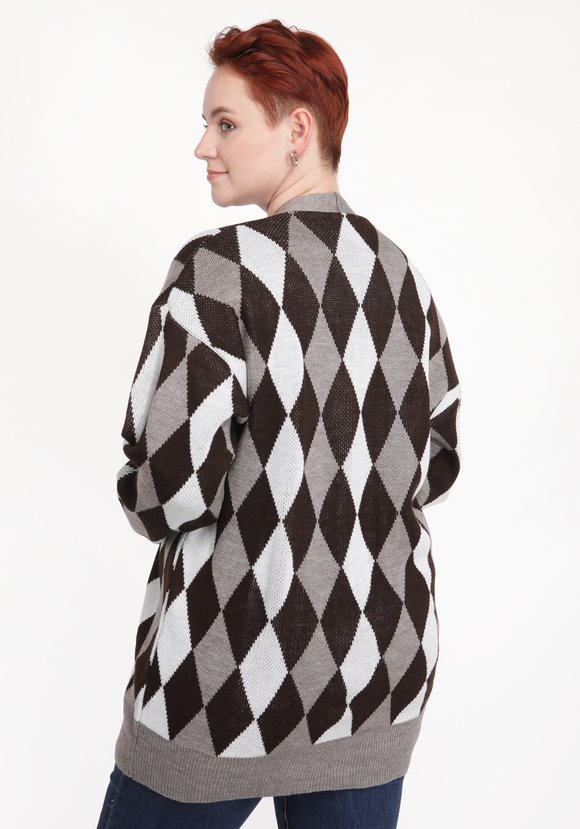 Кардиган вязаный с рисунком ромб шир.  580, рис. 3