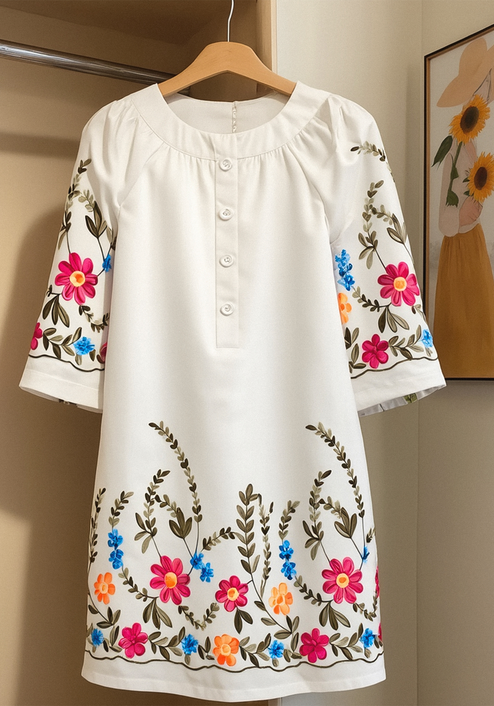 

Блуза с цветочной вышивкой Resale, Белый