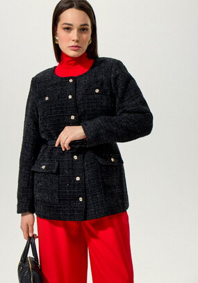 Жакет однобортный из твида