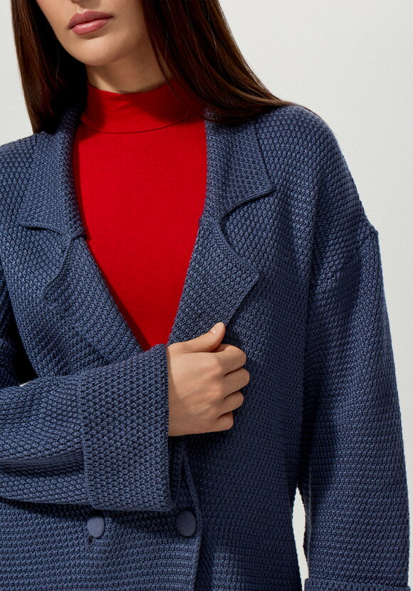 Пальто женское структурной вязки шир.  580, рис. 17