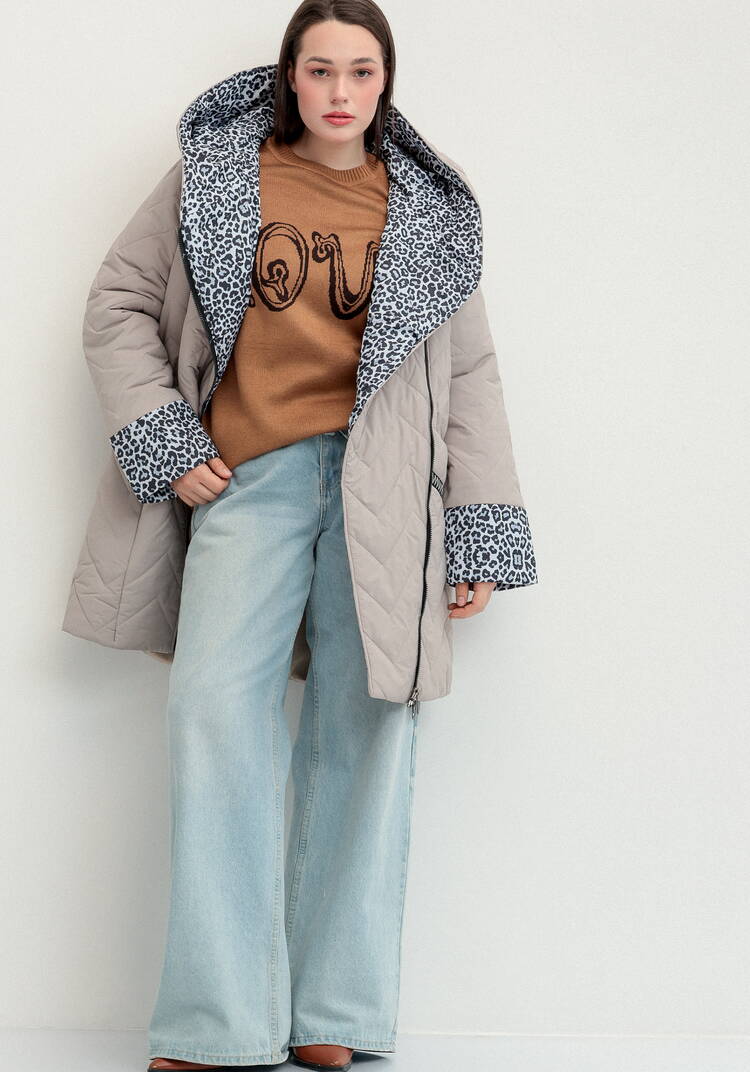 Куртка стеганая с анималистичным принтом шир.  750, рис. 29