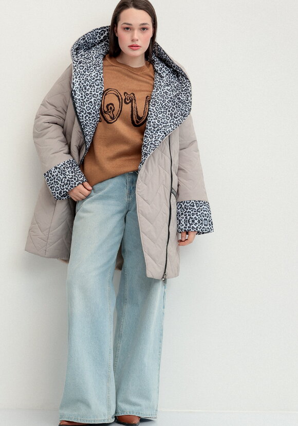 Куртка стеганая с анималистичным принтом шир.  580, рис. 29