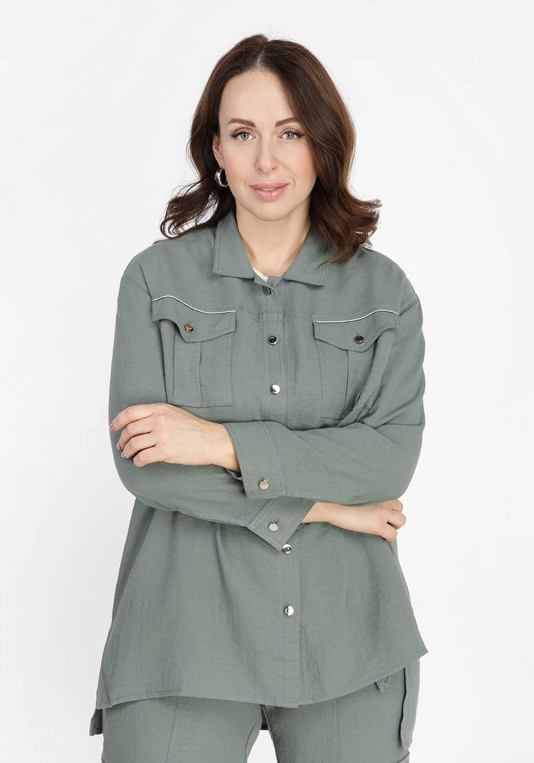Блуза с накладными карманами шир.  750, рис. 2