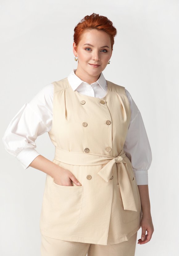 Жилет двубортный под пояс шир.  580, рис. 10