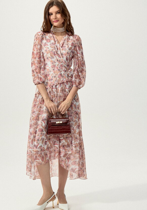 Платье на запах с флористическим принтом шир.  580, рис. 9