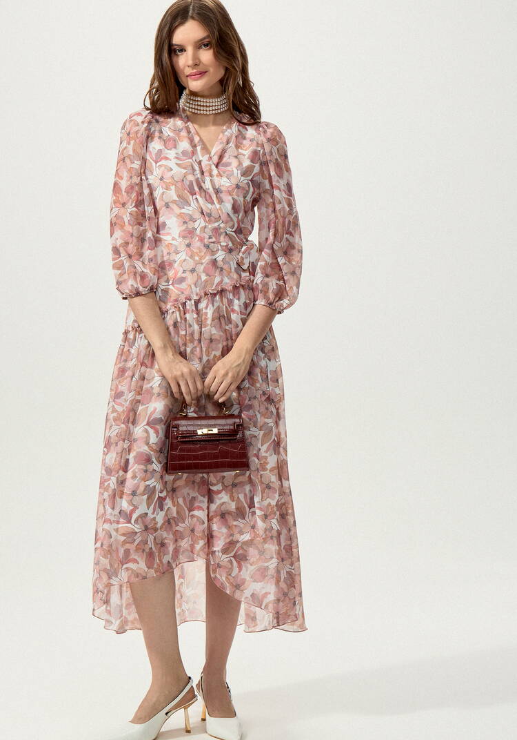 Платье на запах с флористическим принтом шир.  750, рис. 9