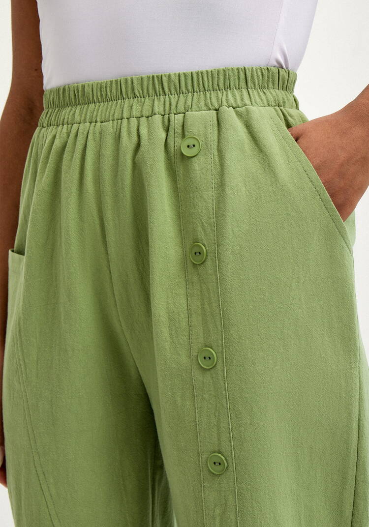 Брюки с декоративной планкой и карманами шир.  750, рис. 5