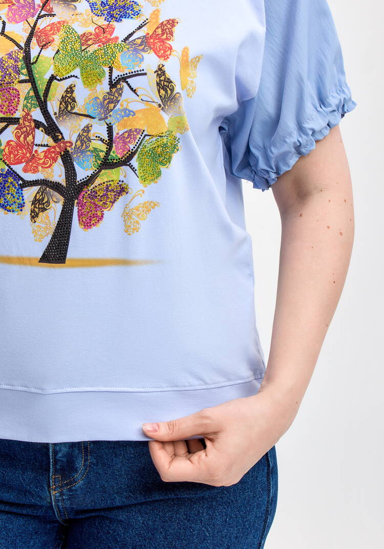 Блуза с ярким принтом и коротким рукавом шир.  750, рис. 6