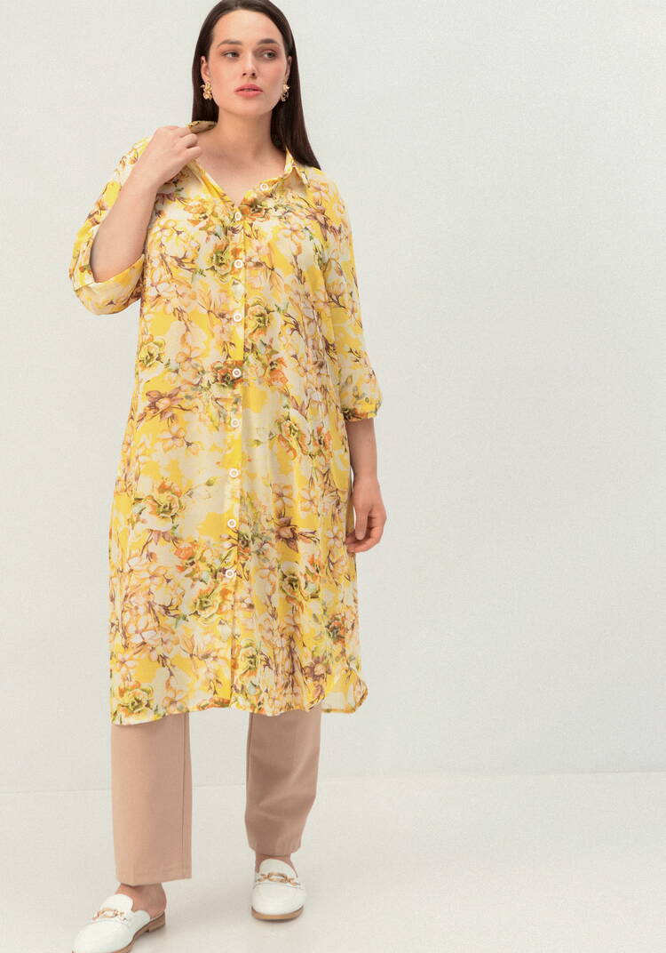 Рубашка удлинённая с цветочным принтом шир.  750, рис. 25