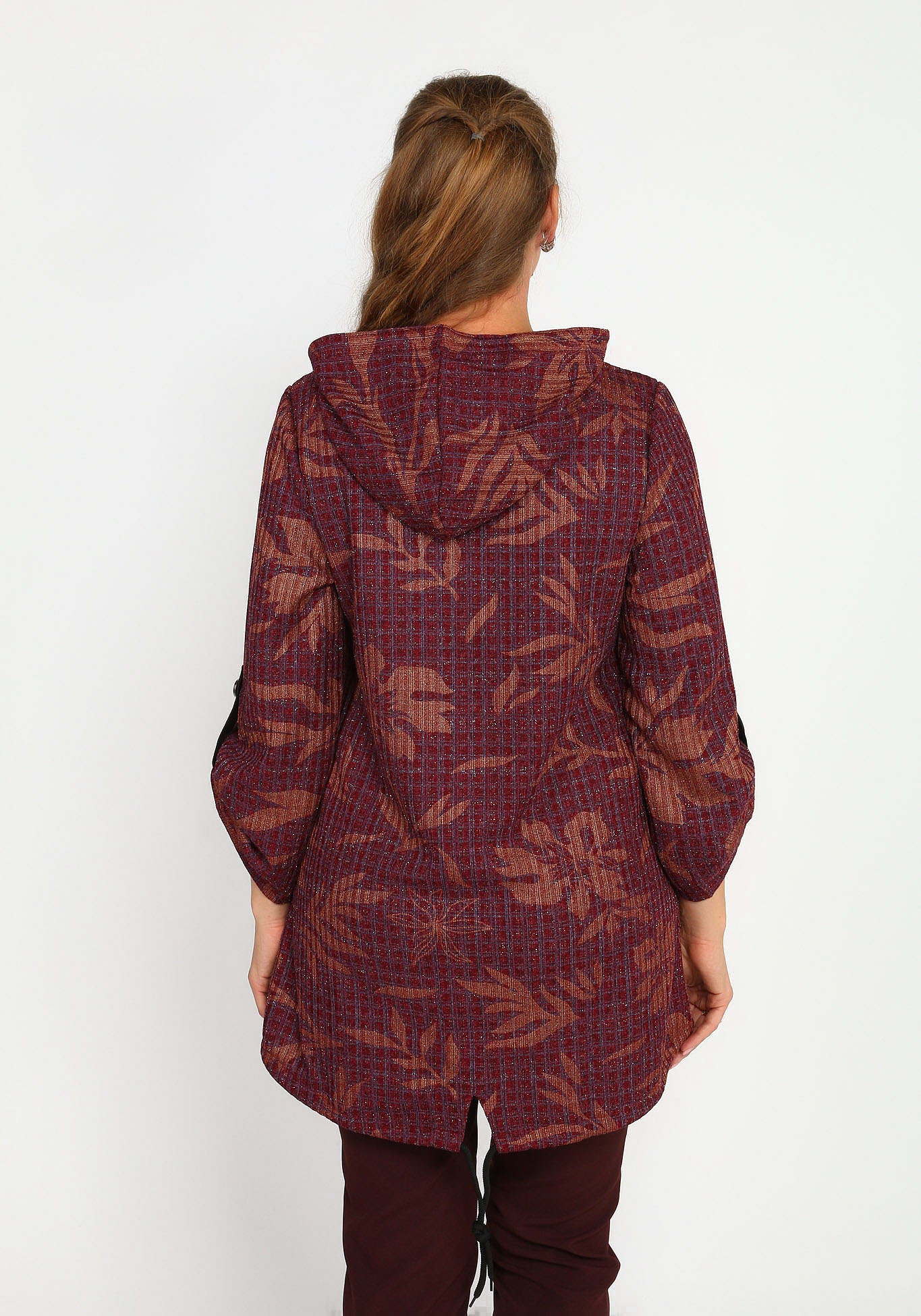 Куртка удлиненная из фактурного материала Lorum, размер 48, цвет бордо - фото 8
