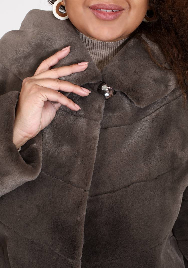 Шуба из эко норки с капюшоном шир.  750, рис. 4