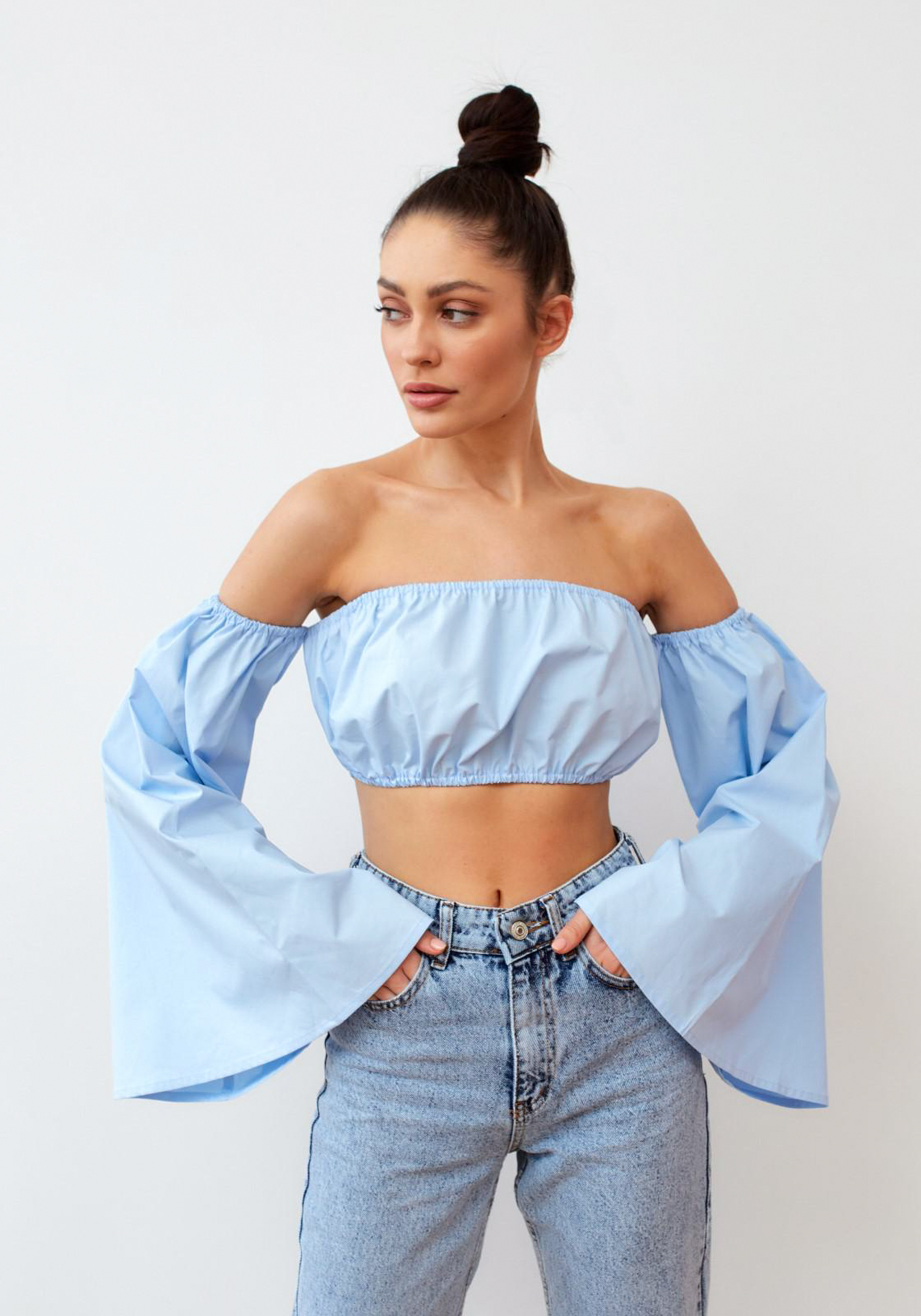 

Топ с открытыми плечами MIST, Голубой