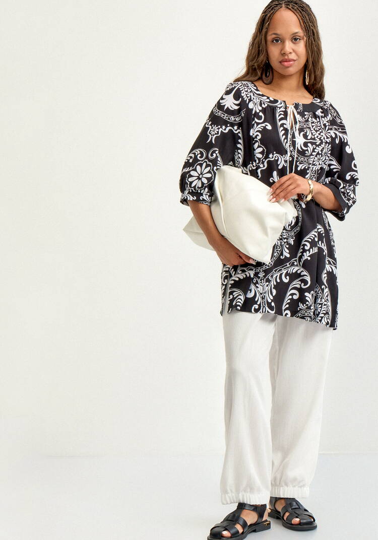 Брюки льняные на резинке по поясу и низу шир.  750, рис. 15