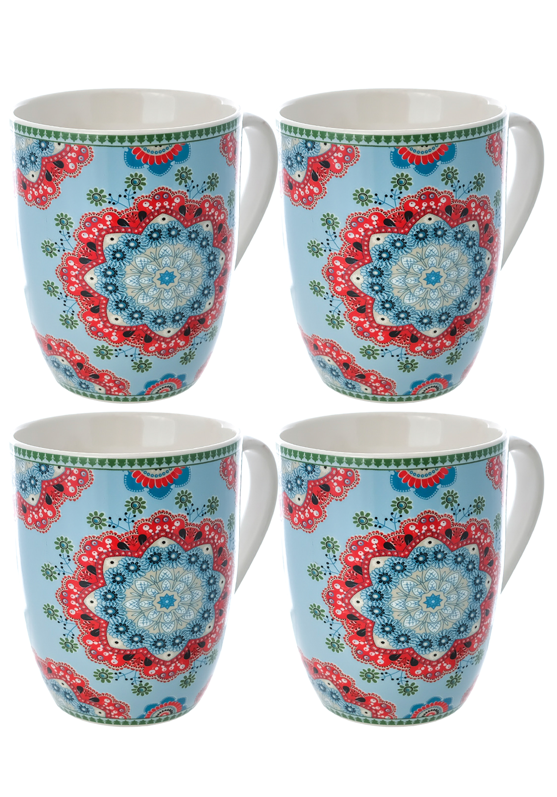 

Кружки с этническим рисунком, 4 шт., Голубой