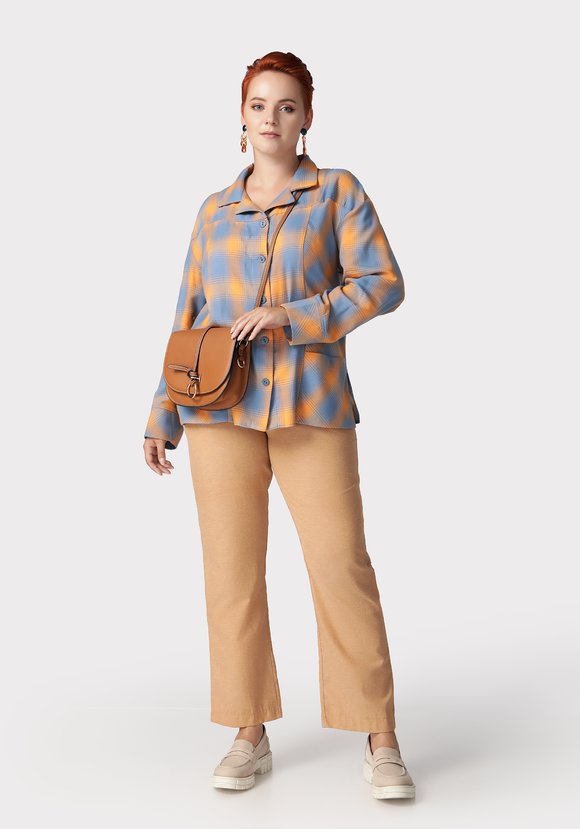 Блуза в клетку с накладными карманами шир.  580, рис. 5