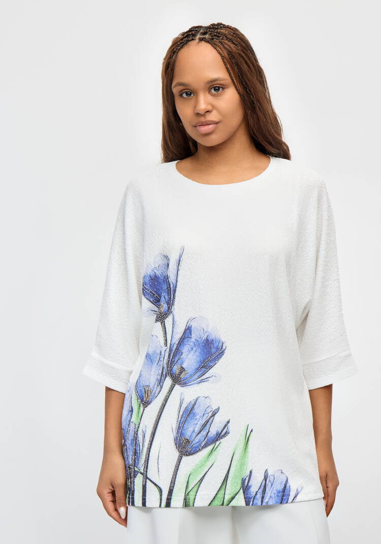 Джемпер с цветочным принтом Нежность шир.  750, рис. 4