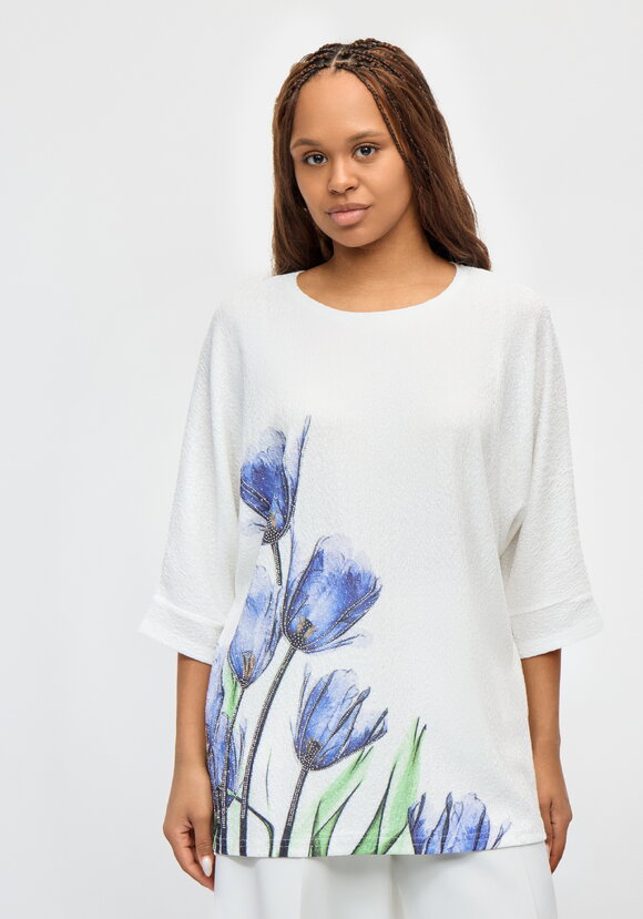 Джемпер с цветочным принтом Нежность шир.  580, рис. 4