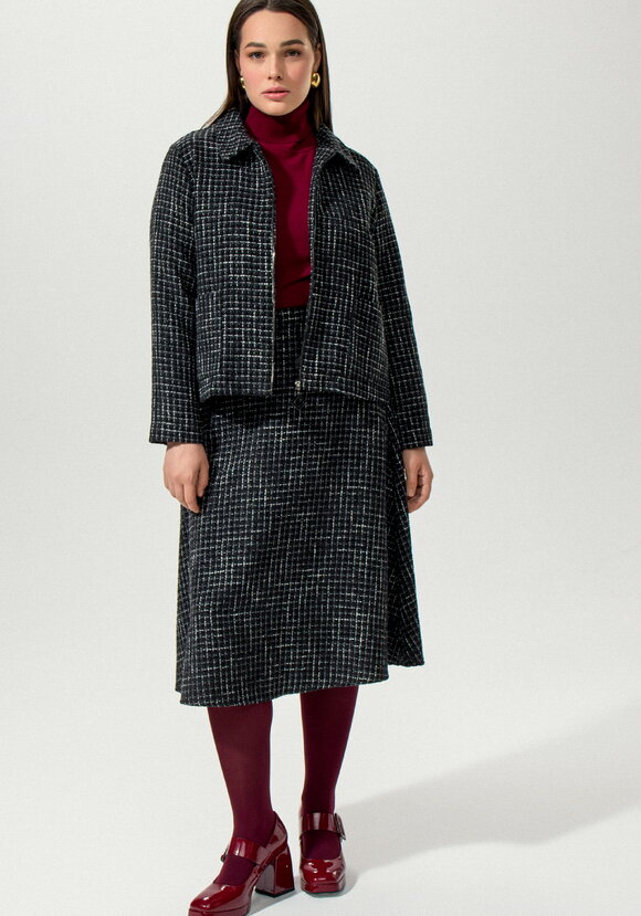 Юбка А-силуэта на резинке по спинке твидовая шир.  580, рис. 1