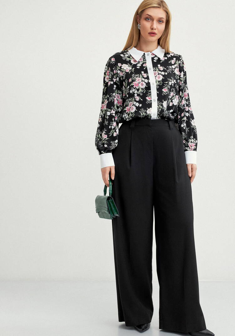 Блуза с контрастным воротникoм шир.  750, рис. 16