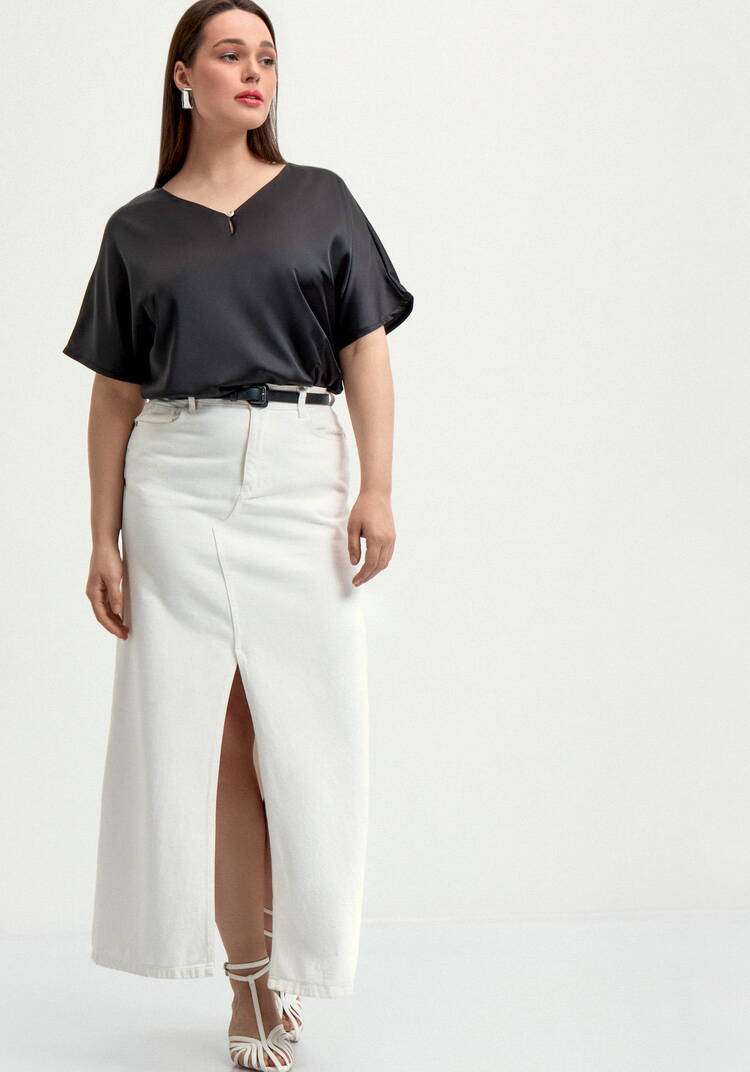 Блуза шелковая с V-образным вырезом шир.  750, рис. 19