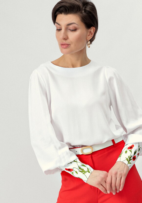 Блуза с цветочной вышивкой на манжетах шир.  580, рис. 10