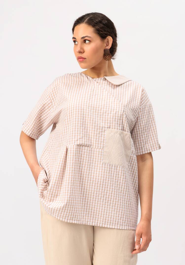 Блуза оригинального дизайна и свободного кроя шир.  750, рис. 1