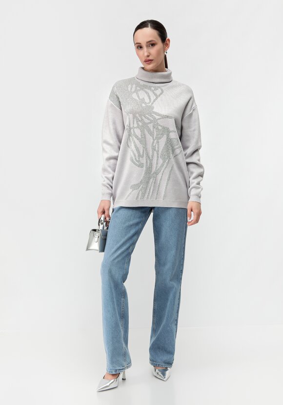 Туника женская с абстракцией и высоким горлом шир.  580, рис. 15