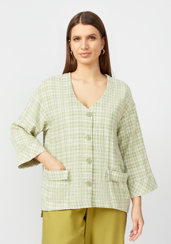 Пиджак в клетку из хлопка шир.  580, рис. 12