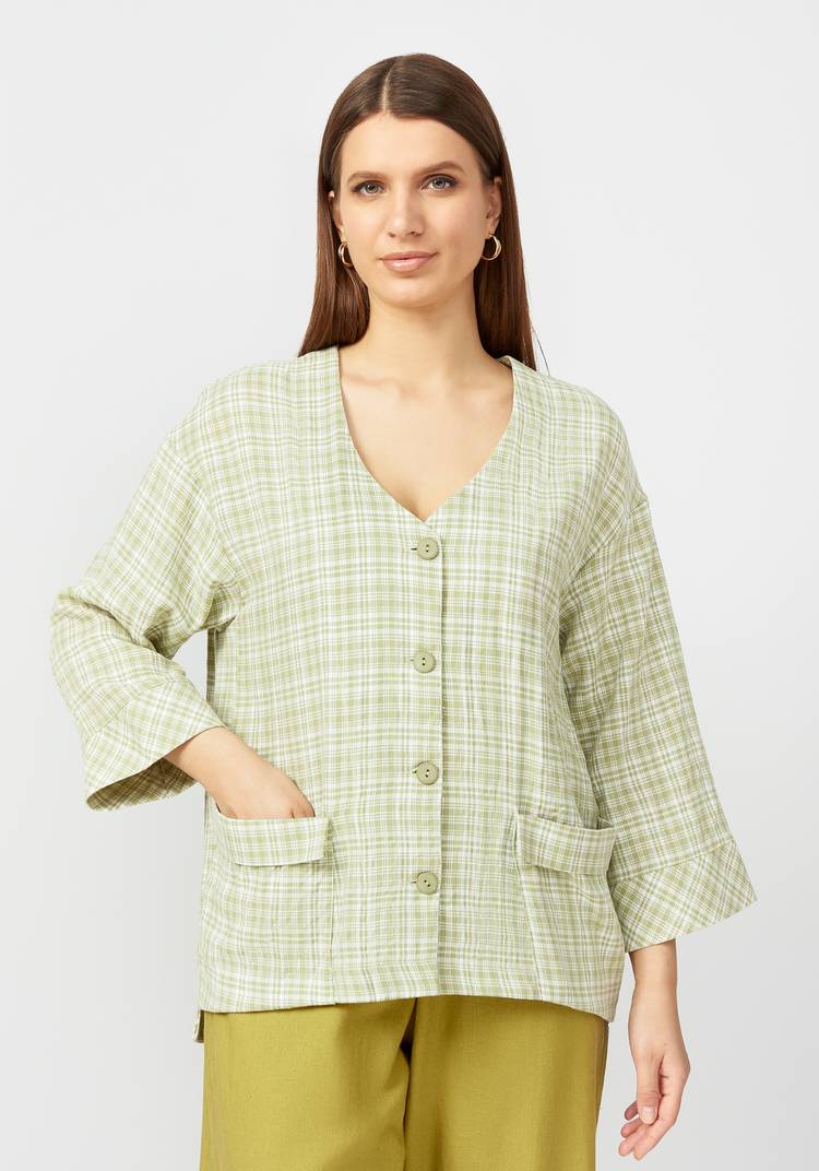 Пиджак в клетку из хлопка шир.  750, рис. 12