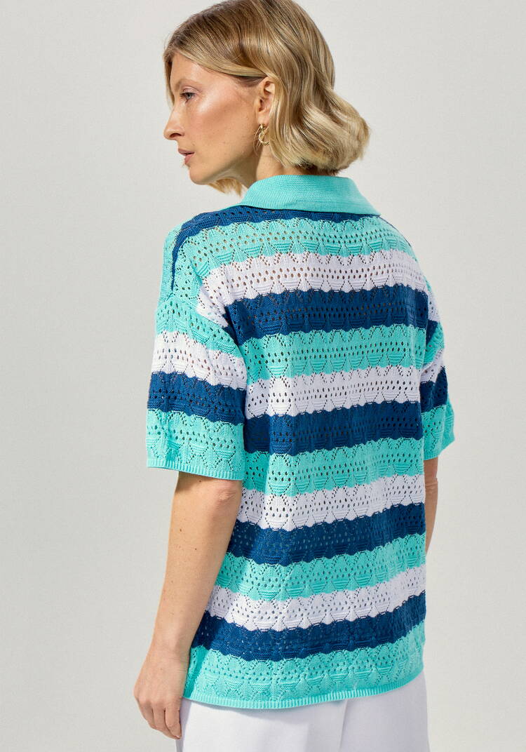 Джемпер-поло ажурный в полоску шир.  750, рис. 14