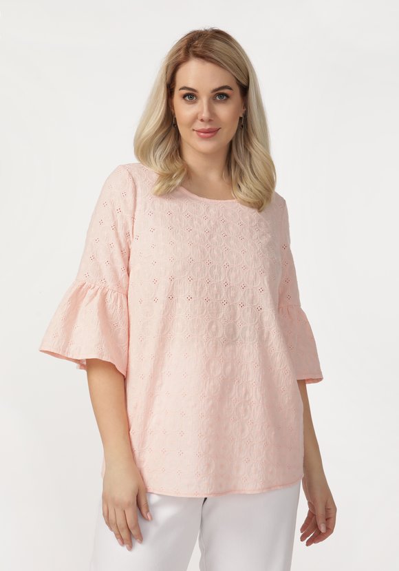 Блуза из шитья с воланом по низу рукава шир.  580, рис. 6