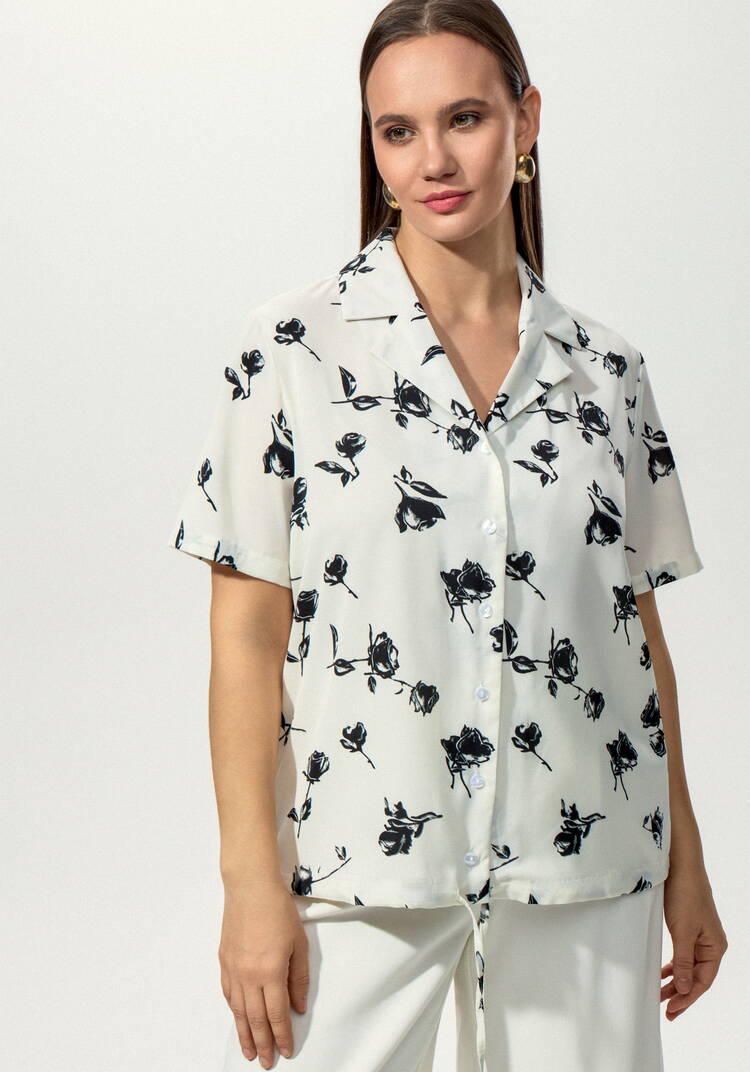 Блуза с отложным воротником в цветочек шир.  750, рис. 11