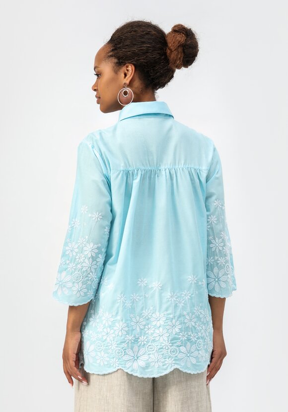 Блуза с цветочной вышивкой на пуговицах шир.  580, рис. 35