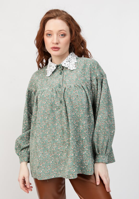 Блуза с цветочным принтом и воротником шир.  580, рис. 21