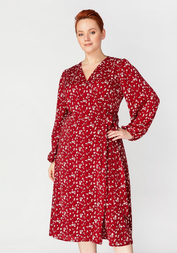 Платье принтованное на запах с поясом шир.  580, рис. 6