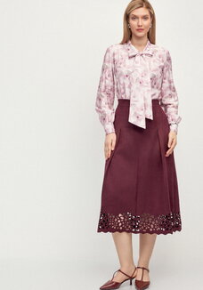 Юбка замшевая с ажурным узором Агата