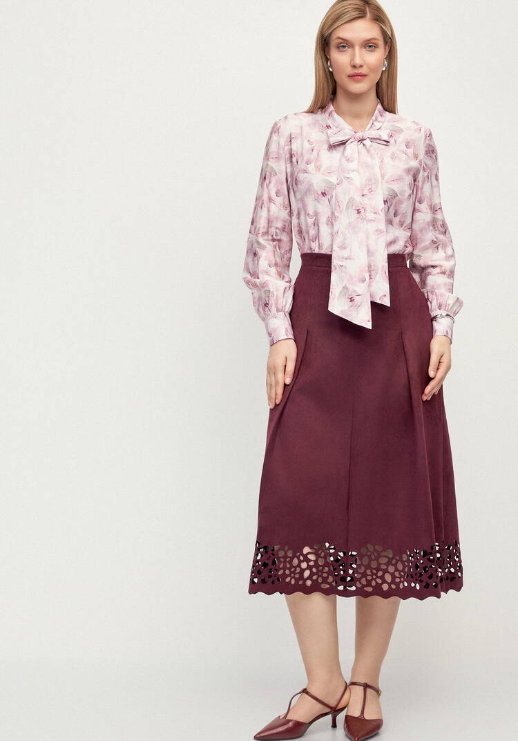 Юбка замшевая с ажурным узором Агата шир.  750, рис. 8