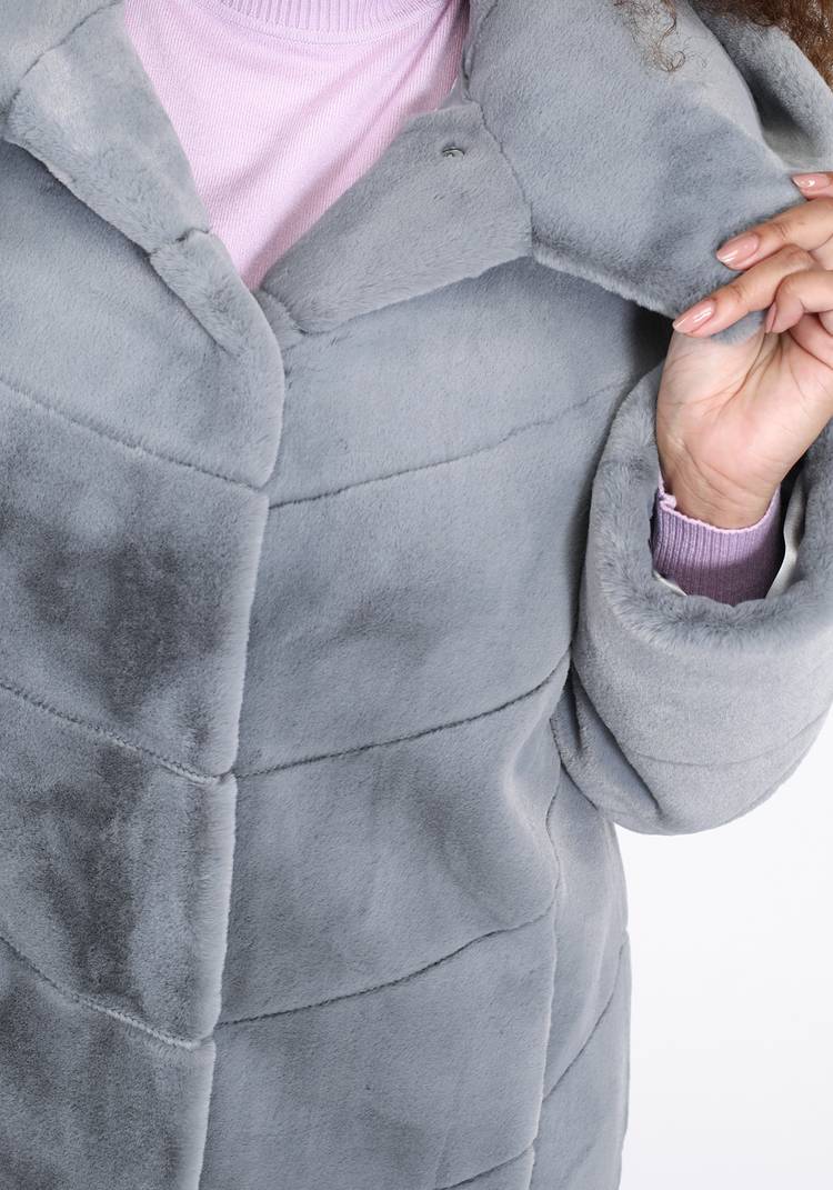 Шуба из эко норки с капюшоном шир.  750, рис. 8