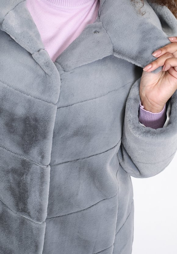 Шуба из эко норки с капюшоном шир.  580, рис. 8