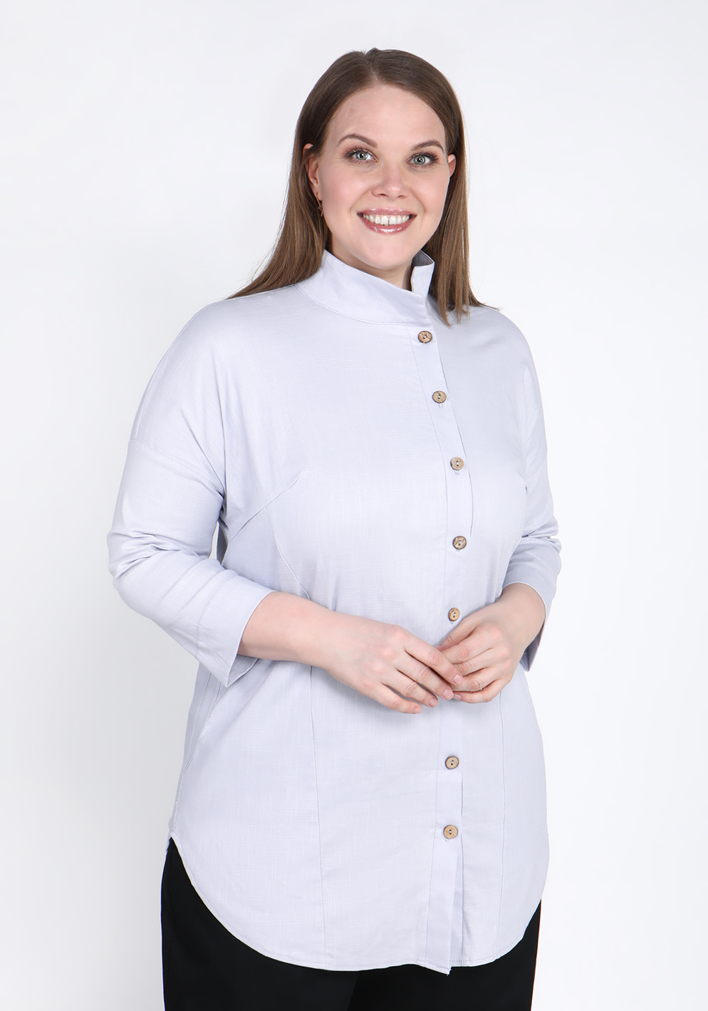 Блуза однотонная с карманами Frida, размер 48, цвет белый - фото 3