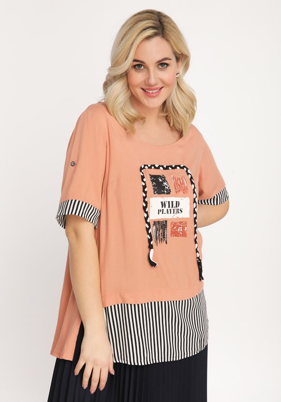 Блуза с принтом и контрастными вставками шир.  580, рис. 14