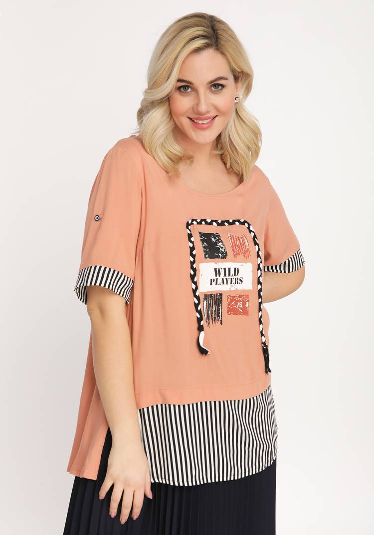 Блуза с принтом и контрастными вставками шир.  750, рис. 14