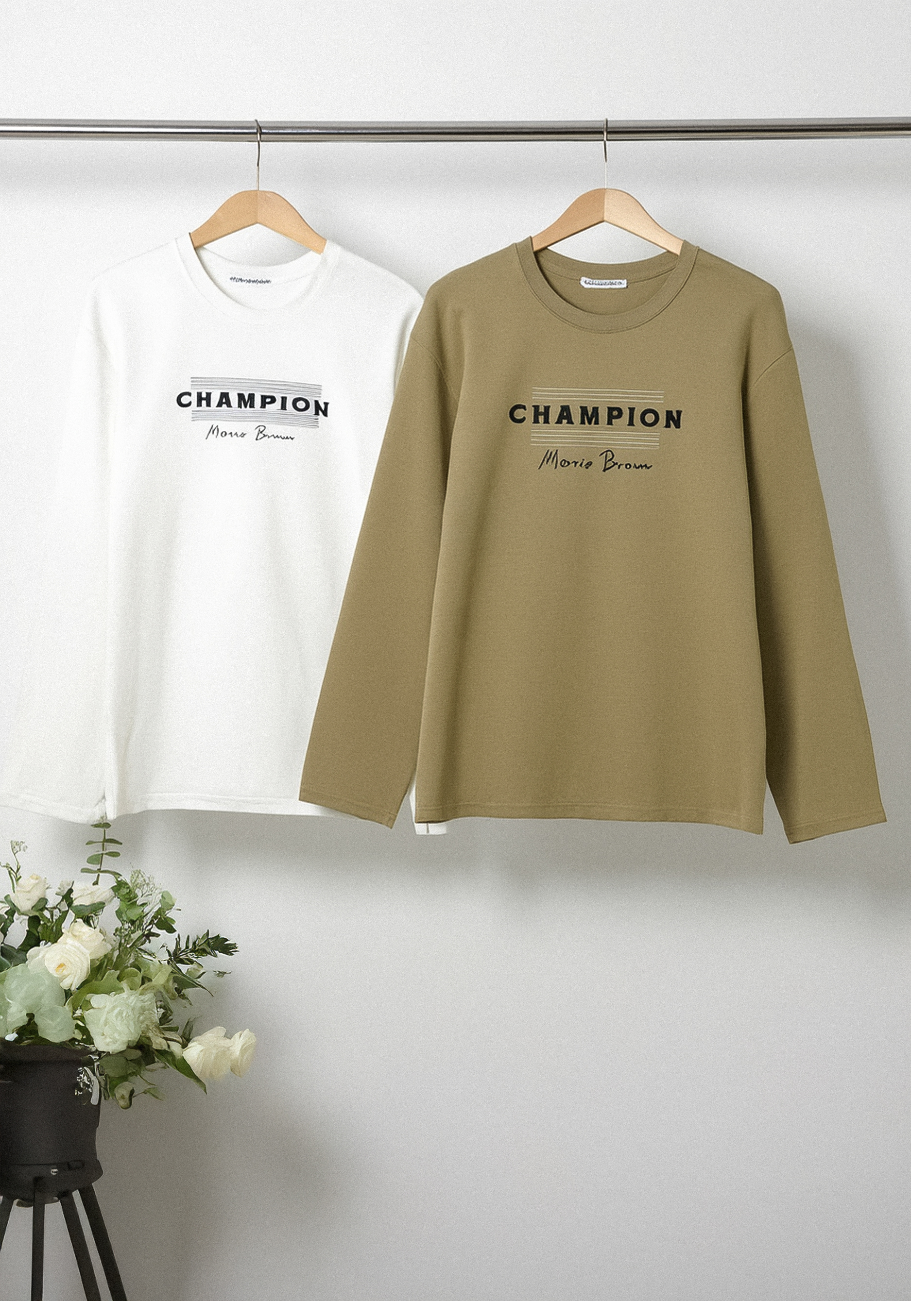 

Лонгсливы с лаконичным принтом, 2 шт. Resale, Белый